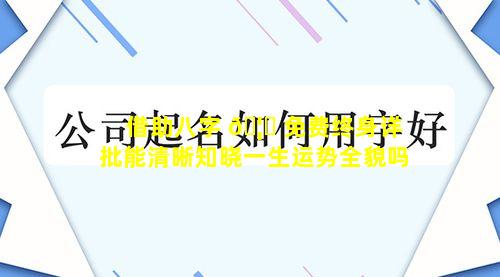 借助八字 🦄 免费终身详批能清晰知晓一生运势全貌吗